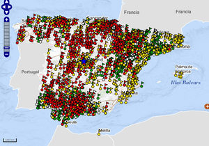 Mapa de fosas comunes en España.
