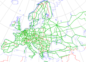 Mapa de la red de carreteras europea.
